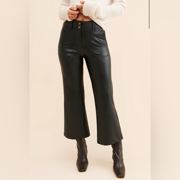 Anthropologie Pants - Anthropologie Maeve The Naomi Crop Vegan Leather Pant Size 27/4 Black